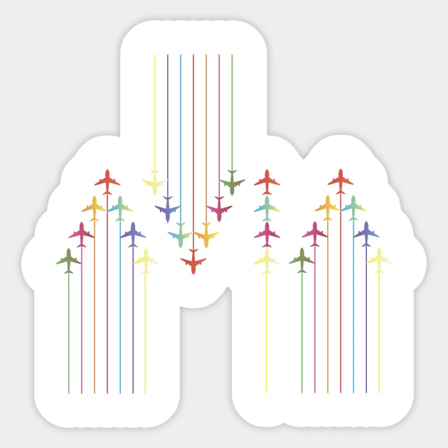 Colorful Aviation Plane Silhouettes Sticker by NorseTech